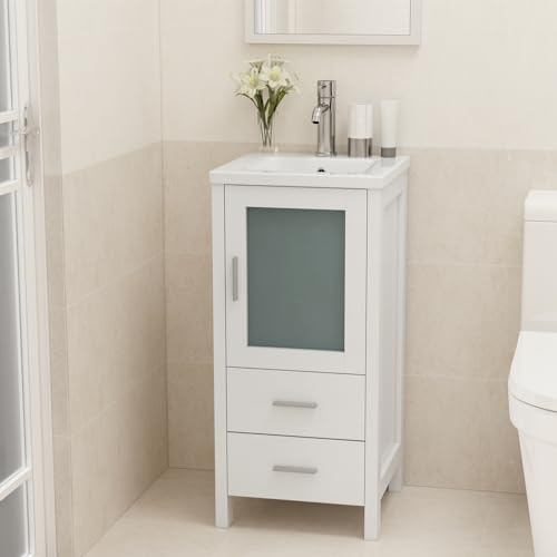 Small Bathroom Vanity with Sink for Small Space, White X279596