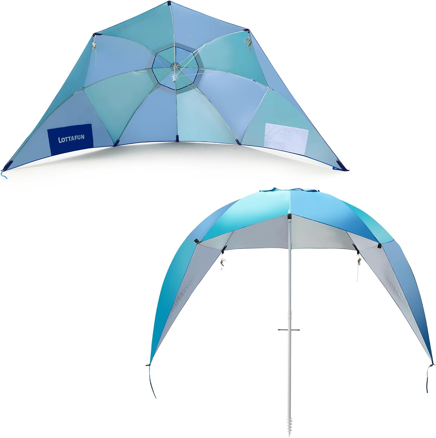 10-Foot Beach Shelter Umbrella UPF 50+ Sun and Rain Protection M39863