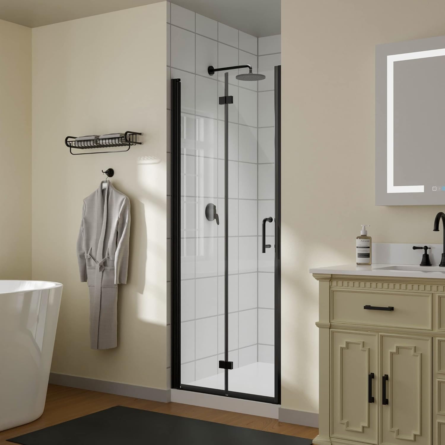 Frameless Glass Shower Door 32" x 72" Matte Black U529