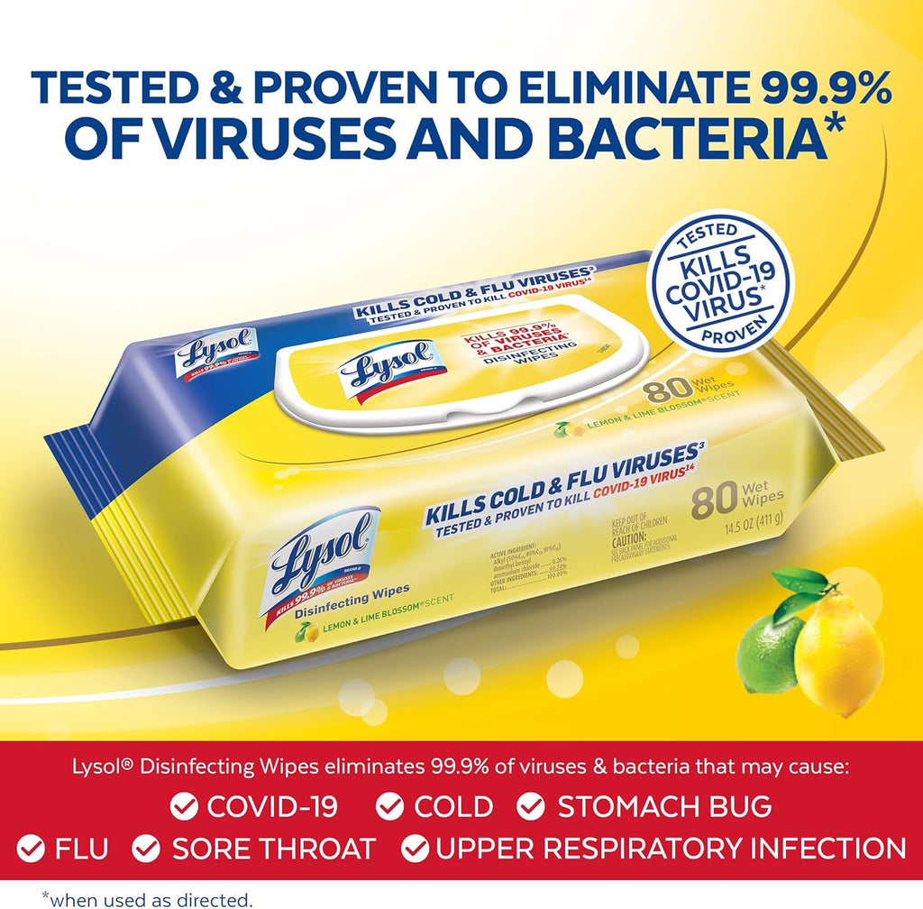 Disinfectant Multi-Surface Cleaning Wipes, Lemon and Lime Blossom, 480 Count I4043