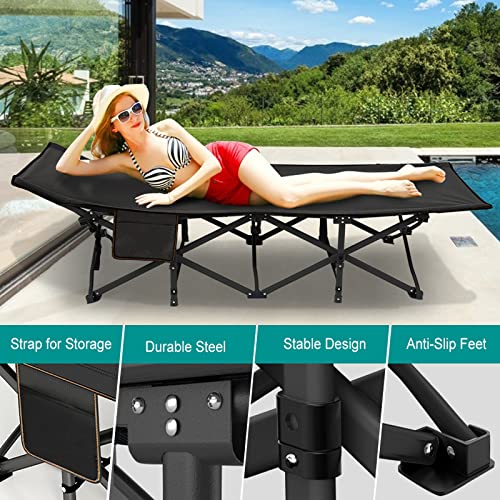 Folding Camping Cot with Carry Bag, Double Layer Oxford Portable H781789