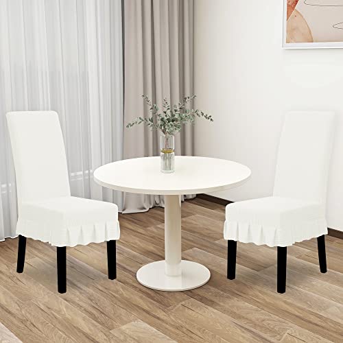Stretch Parsons Dining Chair Slipcover with Skirt, 2 Pack, White S5803