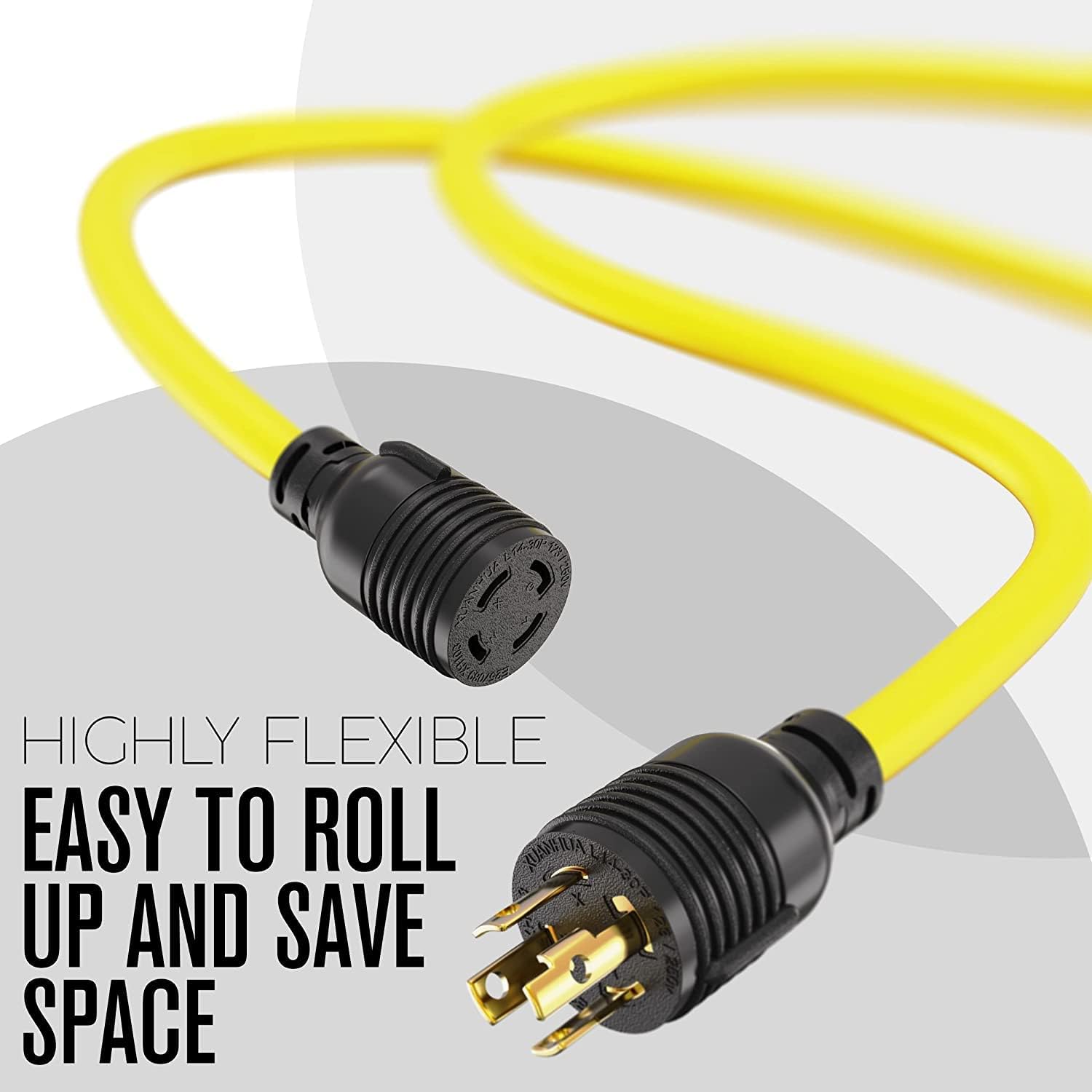 30 Amp Generator Cord 4 Prong 25 Ft 125-250V 7500W NEMA L-14-30P P927