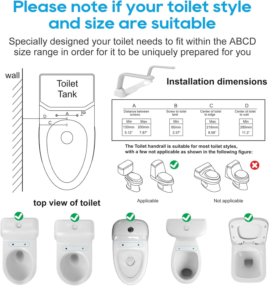 Toilet Safety Rails for Elderly, Heavy Duty with Foldable Handles U97064