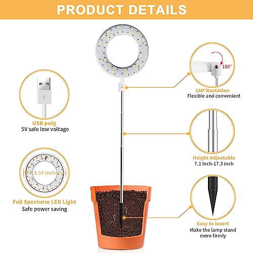 Grow Light for Indoor Plants, Full Spectrum Halo Lamp with Timer D86389