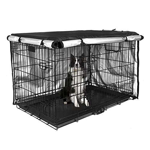 Dog Crate Cover 36 inch - Double Door, Dog Kennel Indoor, Waterproof Dog Kennel Cover with Air Vent Window, for Indoor/Outdoor Most Wire Dog Crate(Navy Blue)