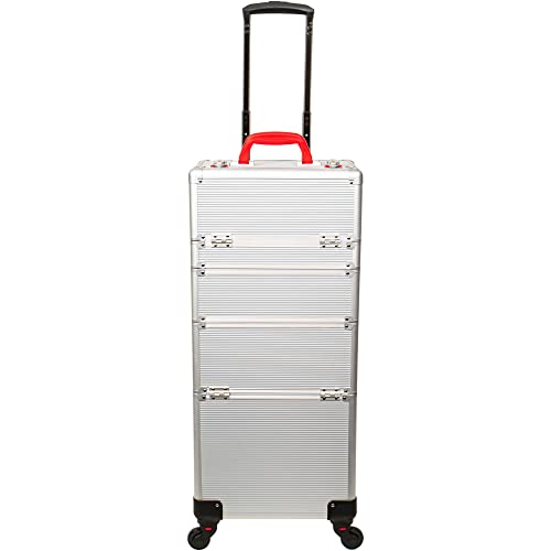 Large Rolling Makeup Train Case with Wheels for Travel and Storage I69233