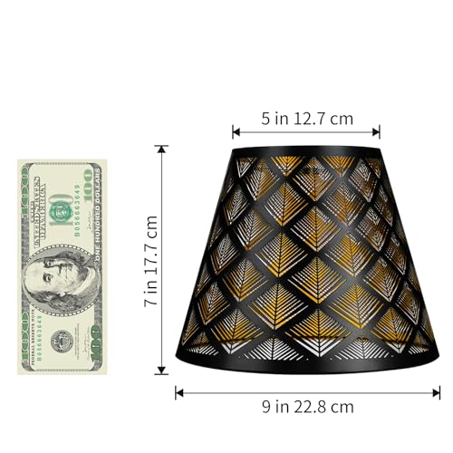 Metal Small Lamp Shade Etched Arrows 5" Top 9" Bottom 7" High P780