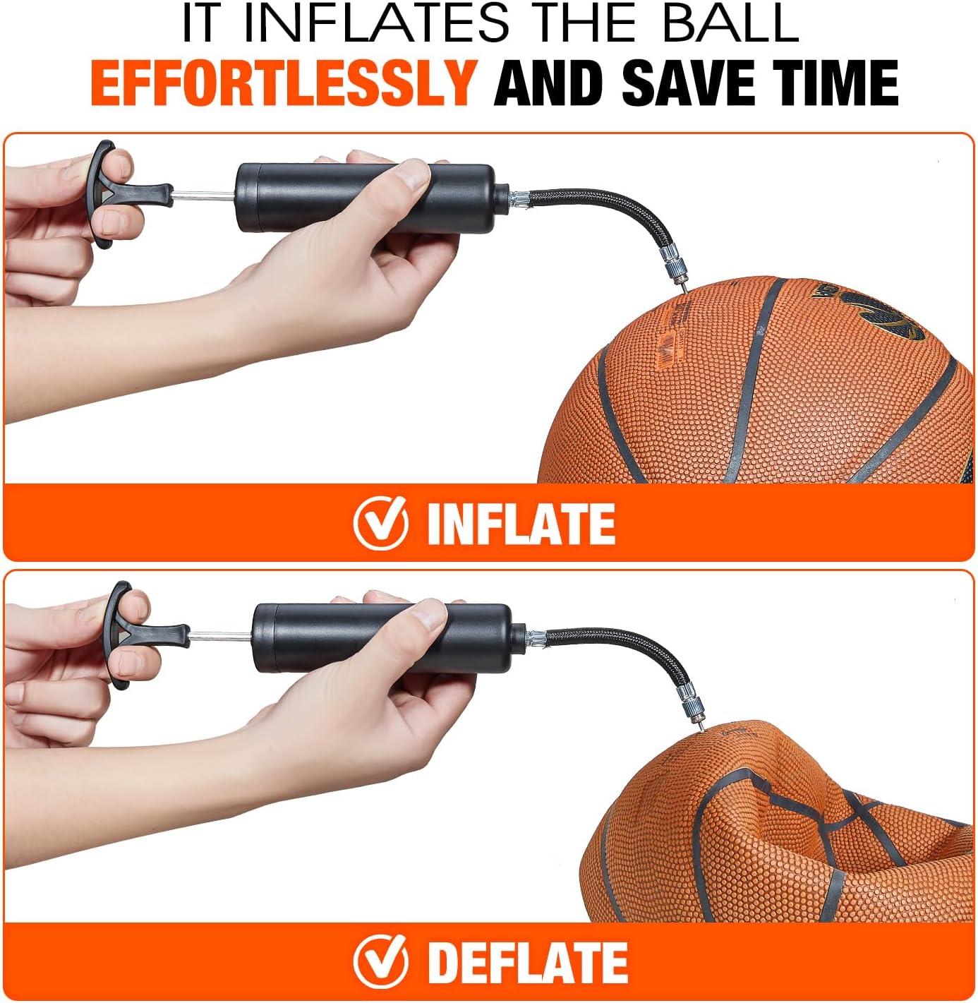 Ball Pump with 3 Needles, Nozzle, and Extension Hose I206