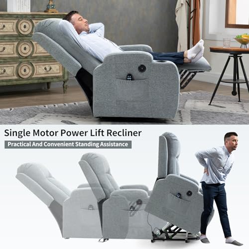 Power Lift Recliner Chair for Elderly with Heated Massage and USB Port Q45191