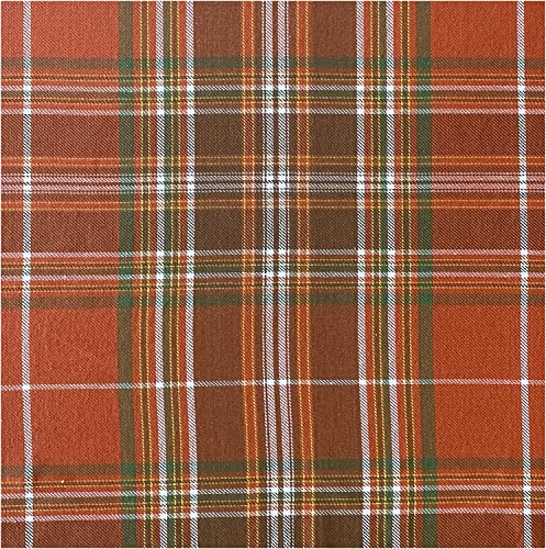 Plaid Weave Tablecloth, Rust and Green, 70 Inch Round F39356