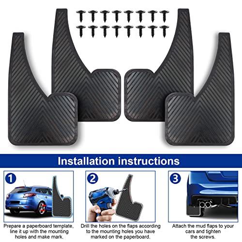 Rubber Mud Flaps with Fastener Clips for Car SUV Van (4 Pack) T931