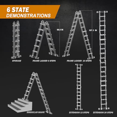 6 Step Multi Position Ladder with Tool Tray and Stabilizer Bar T129