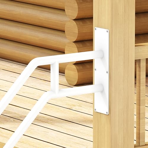 Outdoor Step Handrails - Wall Mount Heavy Duty Steel Stair Railing for 1-3 Steps B88790