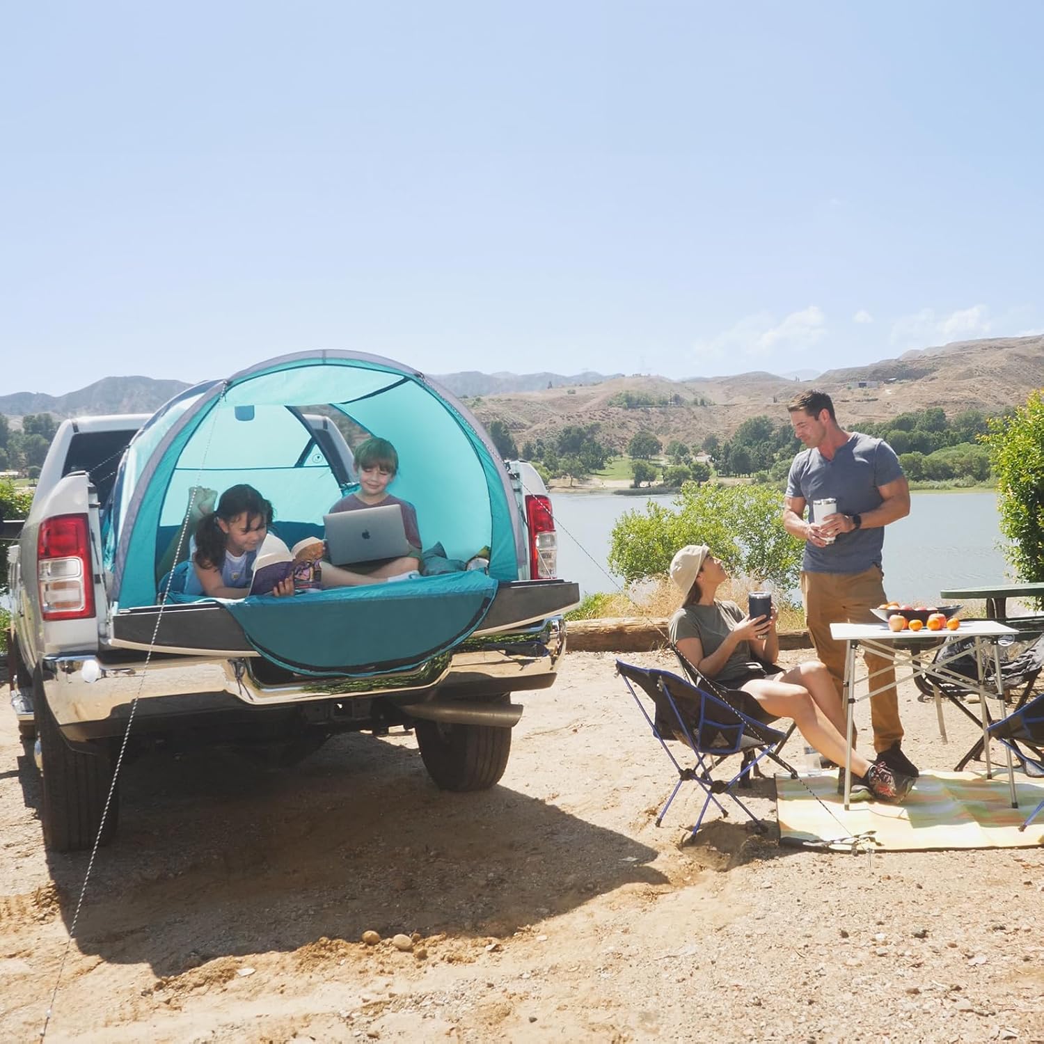 Truck Bed Tent for Camping, Waterproof Double Layer Pop Up, Fits 5.5-8 Ft Pickup Truck Y8456
