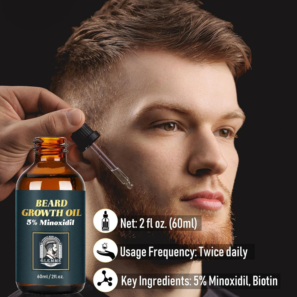 5% Minoxidil Beard Growth Oil & Balm Kit for Patchy Beard K40377