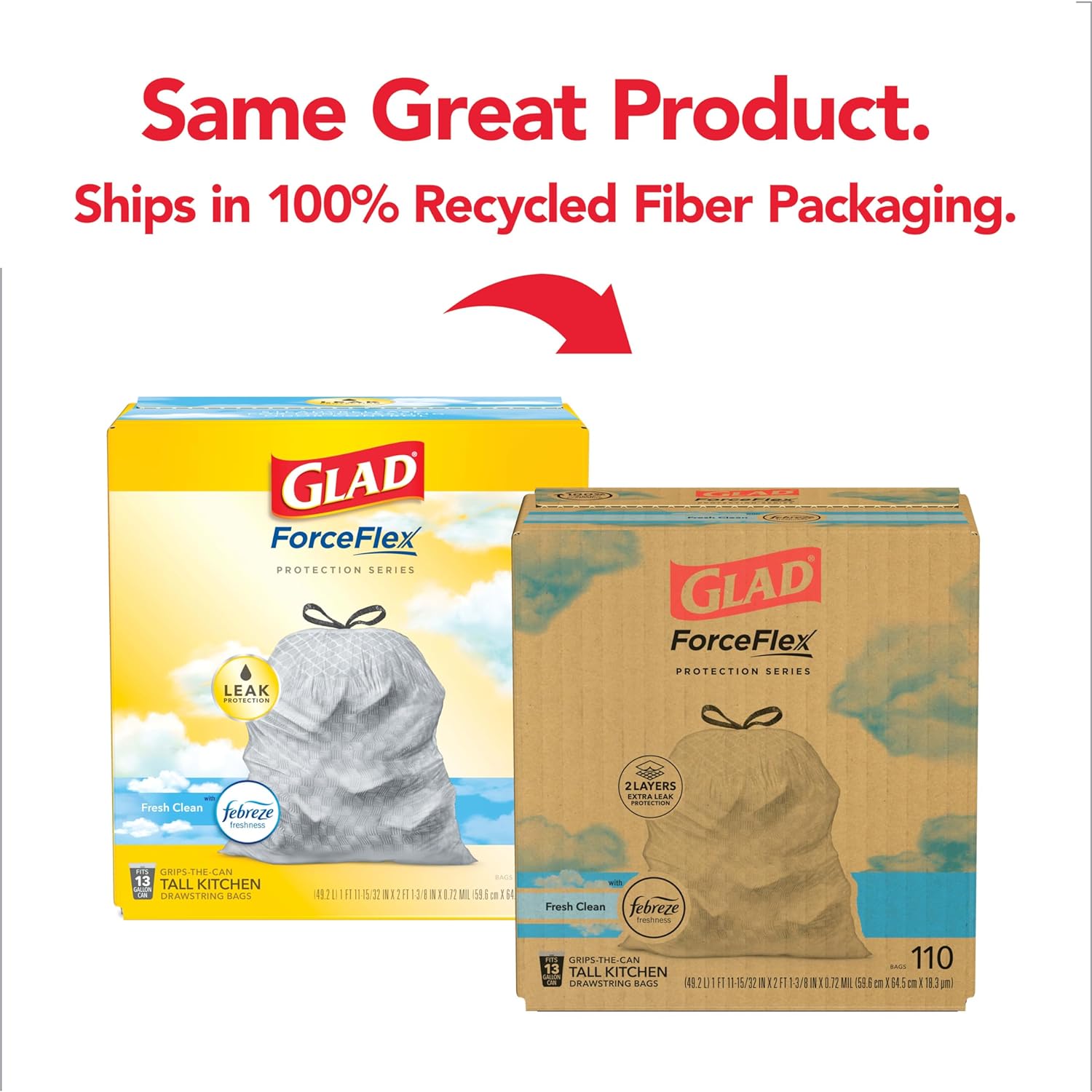 Tall Kitchen Drawstring Garbage Bags, 13 Gal, 110 Ct D3591