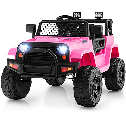 HONEY JOY Ride on Truck, 12V Licensed Toyota FJ Electric Car for Kids, Shock Suspension, LED Lights & Music, Battery Powered Kids Car to Drive, Ride On Car with Remote Control, Camouflage