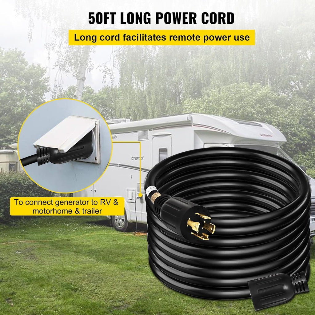 Generator Extension Cord 50Ft 30 Amp 4 Wire 10 Gauge Twist Lock V452923