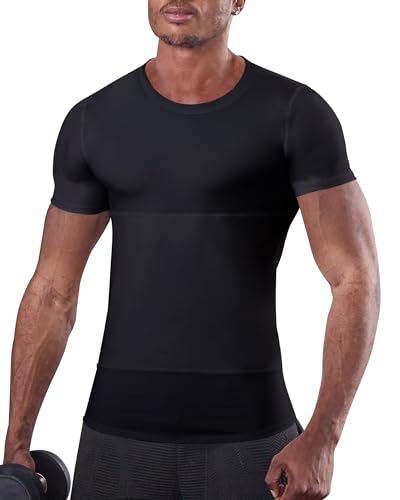Mens Slimming Compression Shirt, Slimming Undershirt Shirts for Men Body Shaper Shapewear Tummy Control