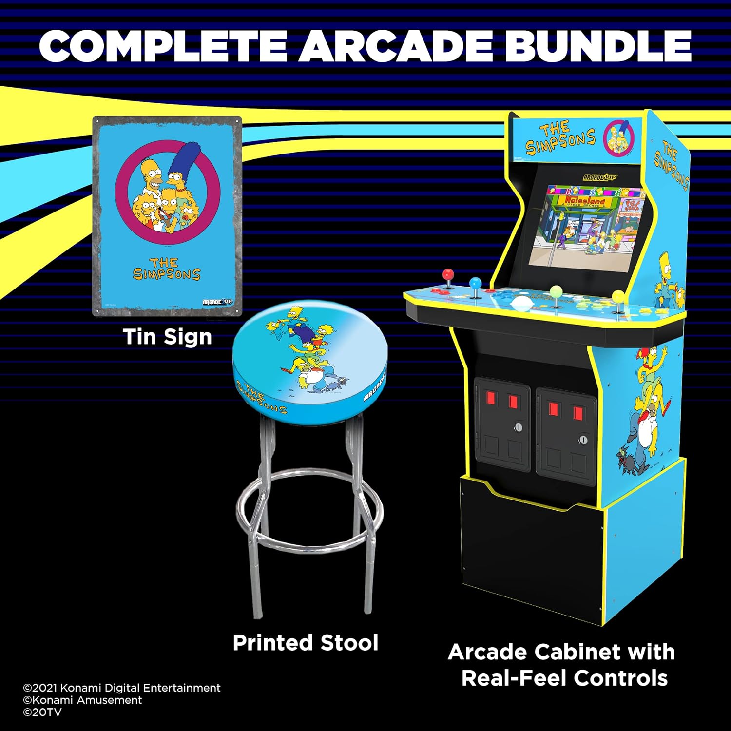 The Simpsons Arcade Machine, 4-Foot, 4 Player Home Arcade Game with WiFi T837
