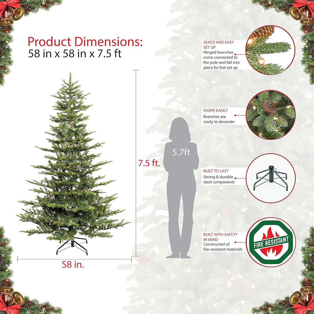 7.5 ft Pre-Lit Aspen Fir Artificial Christmas Tree with 700 Clear Lights T404