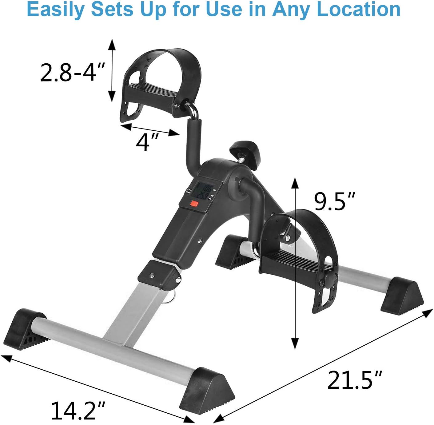 Under Desk Bike Pedal Exerciser with LCD Monitor, Foldable for Arms and Legs J32289