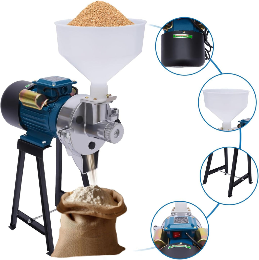 Electric Grain Mill Grinder, 2200W Wet & Dry Cereals, Heavy Duty with Funnel U609697