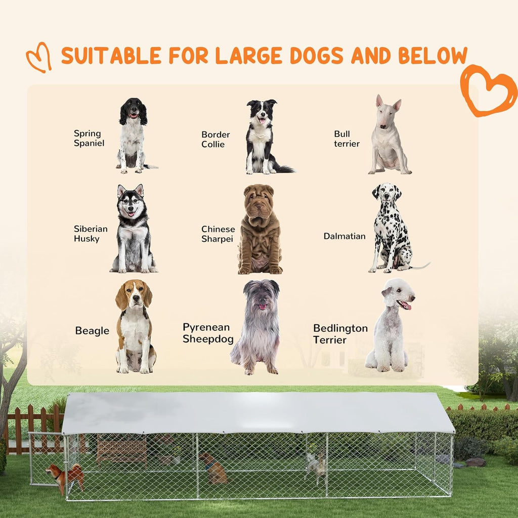 Large Outdoor Dog Kennel with Waterproof Cover and Secure Lock T890