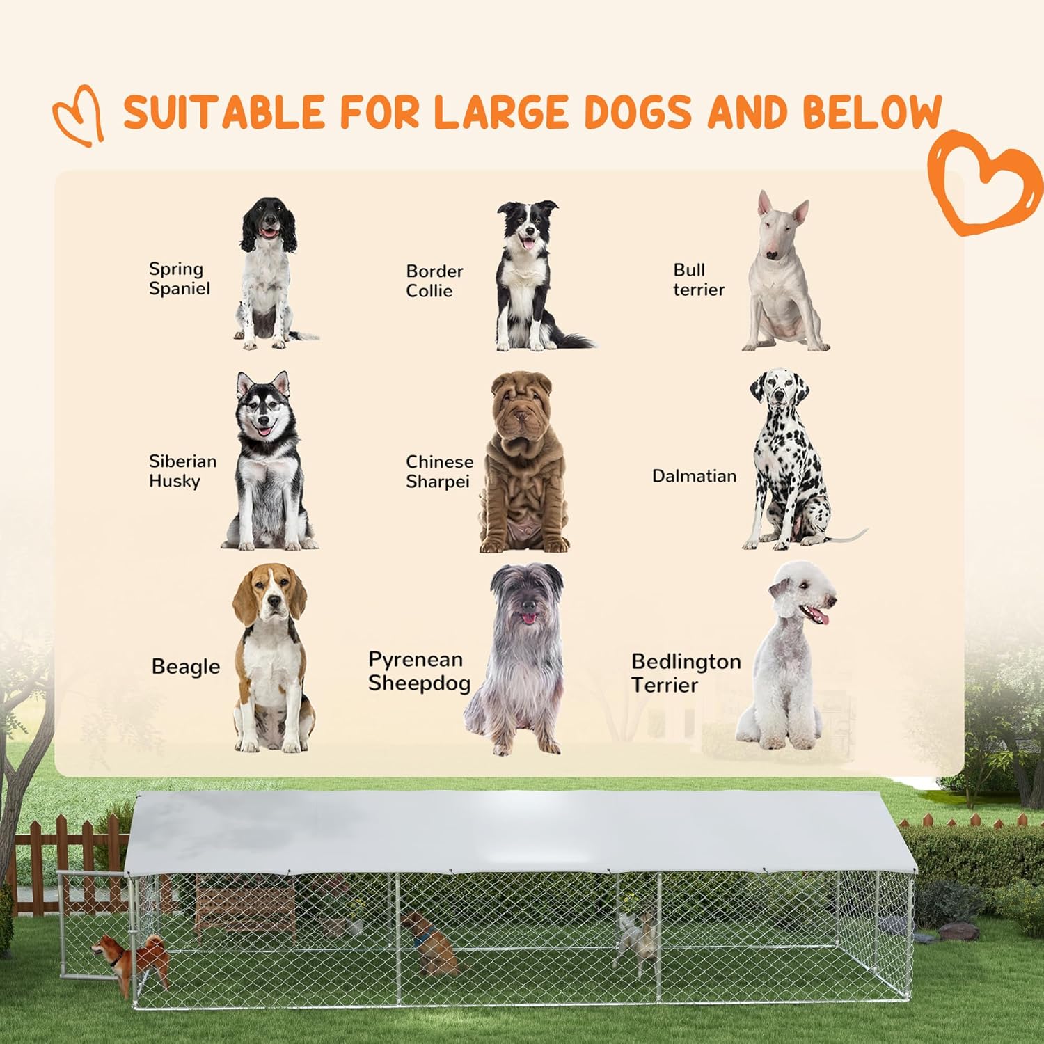 Large Outdoor Dog Kennel with Waterproof Cover and Secure Lock T890