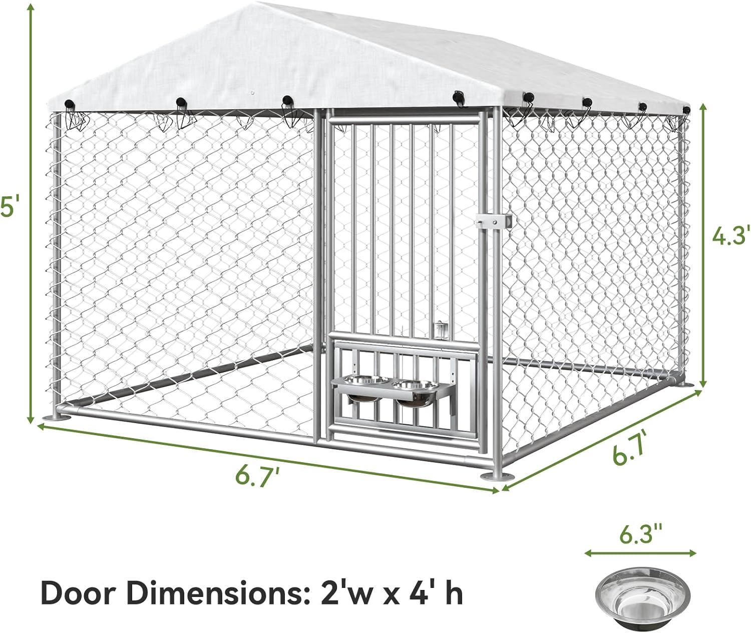 Outdoor Dog Kennel with Roof and Waterproof Cover P787633