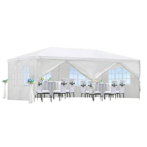 10x20 Heavy Duty Party Tent Wedding Outdoor Gazebo Canopy for Backyard Garden Patio, White Gazebos Sun Shade Waterproof Canopy with Removable Sidewalls, 6 sides