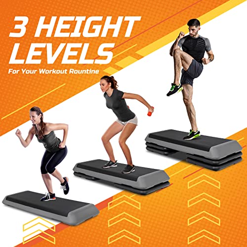 Adjustable Aerobic Step Platform with 4 Stackable Risers for Home Gym Cardio S268096