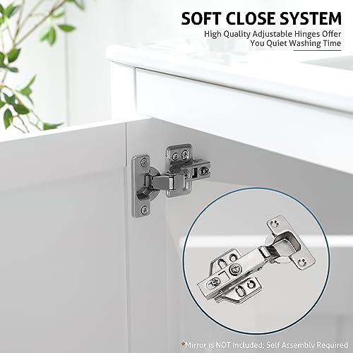 36" Bathroom Vanity with Sink Combo Set, Cabinet with Laundry Hamper, 2 Doors, 1 Drawer, Soft Closing, White S415