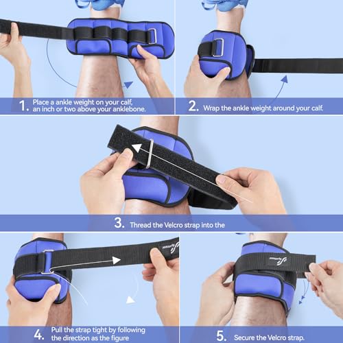 Adjustable Ankle Weights for Men and Women, 1 Pair, 2-10 lbs, for Gym Fitness Workout O1522