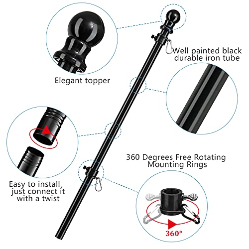 Outdoor Flag Pole 5ft with Holder Bracket, Residential Kit for House Porch Garage Y501988