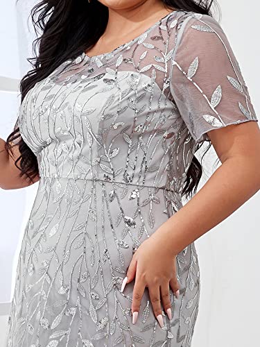 Plus Size Sequin Mermaid Maxi Evening Dress C100303