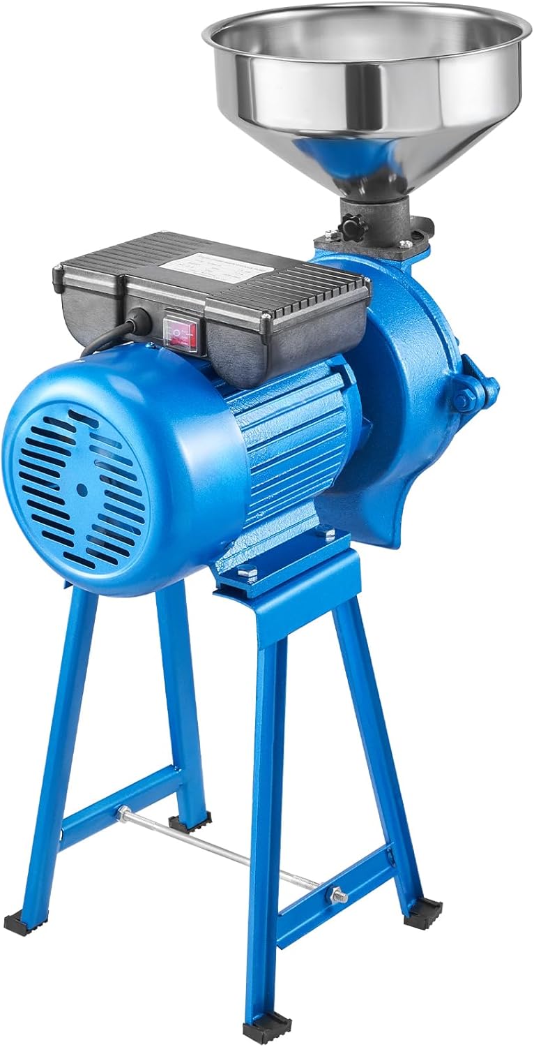 Electric Grain Mill Grinder, 1500W Commercial Corn Mill with Funnel, Thickness Adjustable R656