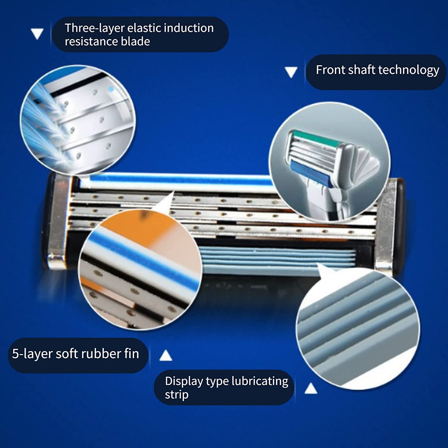 Razor Blade Refills for Mach3, Precision Cut Stainless Steel with Dual Lubrication P835