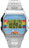 Timex 34 mm T80 X Peanuts Pride Digital Bracelet Watch Silver One Size