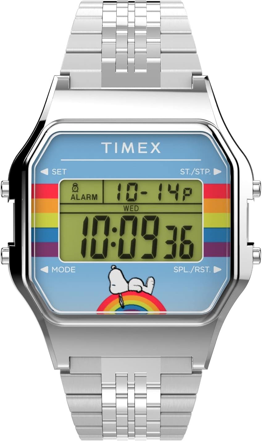 Timex 34 mm T80 X Peanuts Pride Digital Bracelet Watch Silver One Size