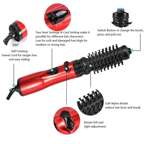 Hot Air Styler and Rotating Hair Dryer Brush with 2 Interchangeable Heads R8577