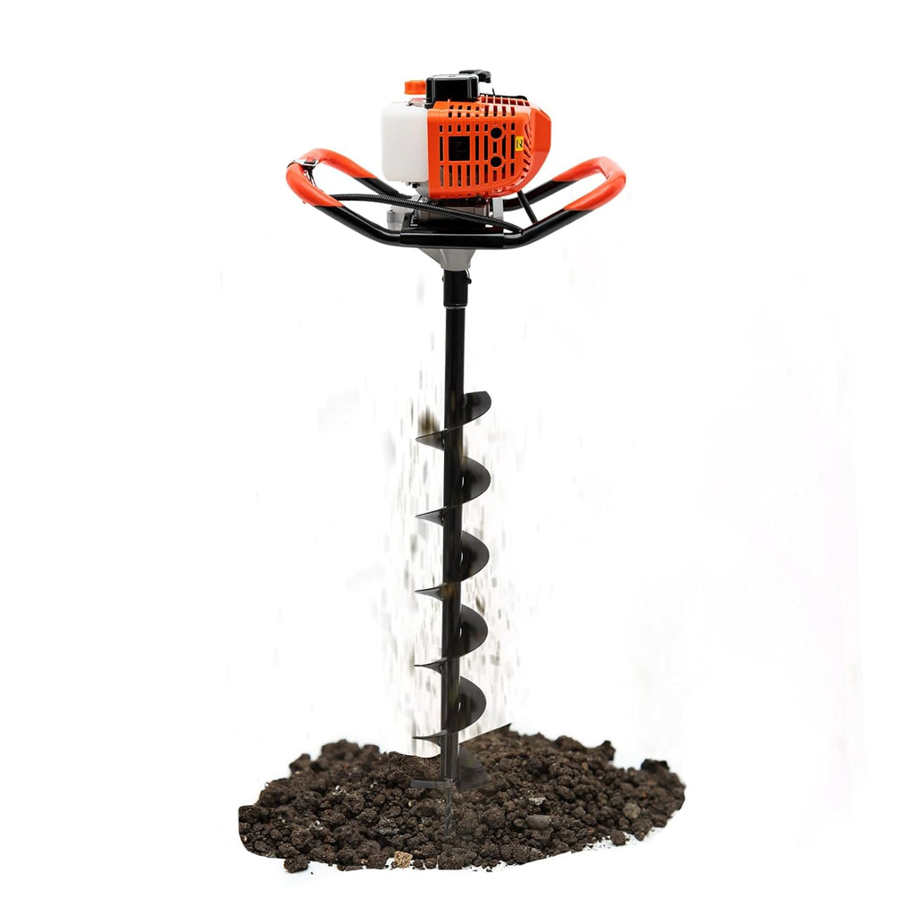 Auger Post Hole Digger 52cc-2 Stroke Gas Powered Earth Digger Garden Fence Plant Soil Digging Tool with Drill Bits (4'', 6" & 8") and Extension Rods