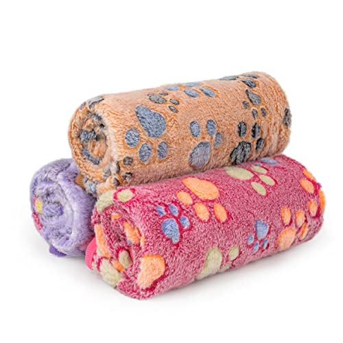 Dog Blanket Soft Fluffy Fleece Pet Mat Paw Print Design K506
