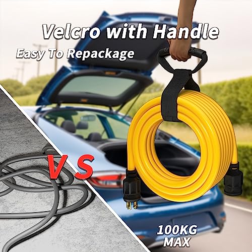 40FT 30 Amp Generator Extension Cord, NEMA L14-30, 10 Gauge, Twist Lock, Yellow I3045