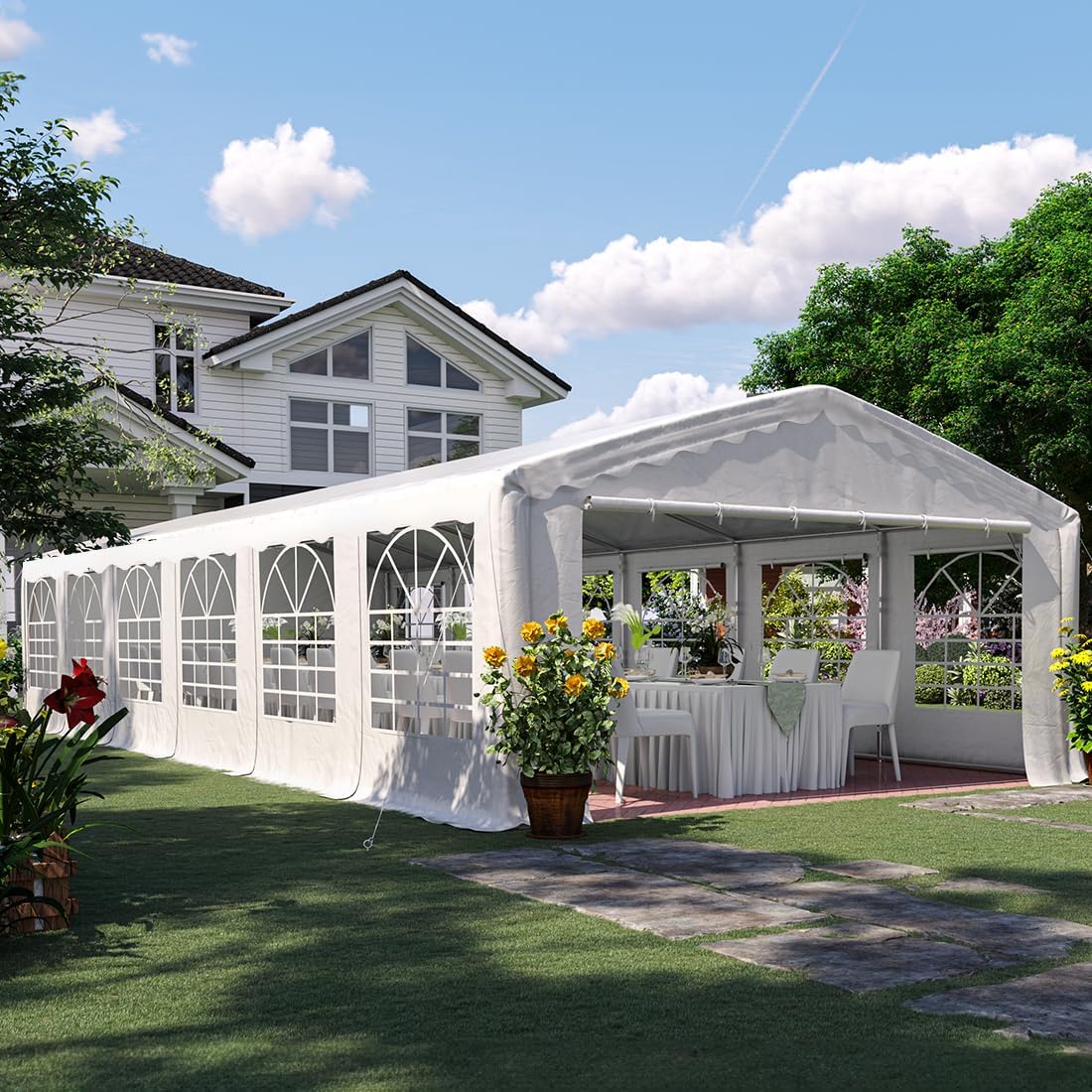 20x40 Party Tent Heavy Duty Outdoor Galvanized Wedding Canopy with Storage Bags V671125