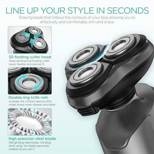 Electric Razor for Men Cordless Shaver with Nose and Ear Hair Trimmer T882731