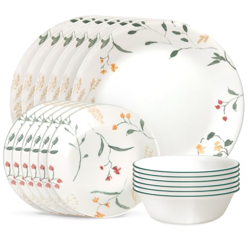 18-Piece Dinnerware Set, Service for 6, Triple Layer Chip Resistant Glass Plates & Bowls W79643