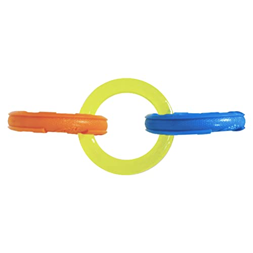 10.5in Rubber 3-Ring Tug Dog Toy, Lightweight, Durable, Water Resistant C841