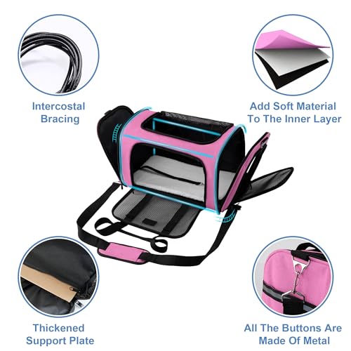 Large Cat Carrier for Small to Medium Dogs, Soft Sided Folding Travel Pet Carrier S9033